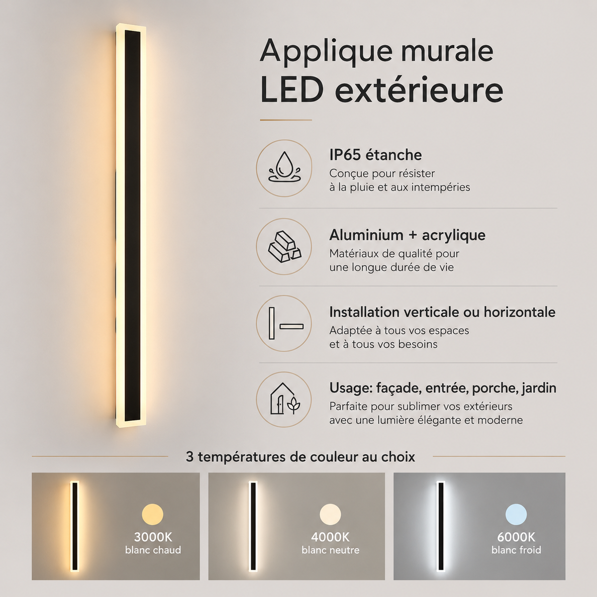 Applique murale extérieure LED Linea