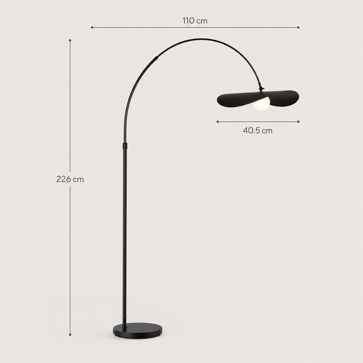 Lampadaire arc noir pour salon Alba