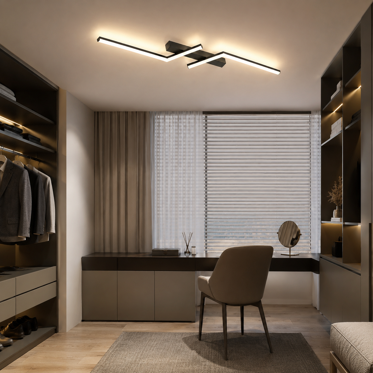 Plafonnier LED linéaire noir Varo
