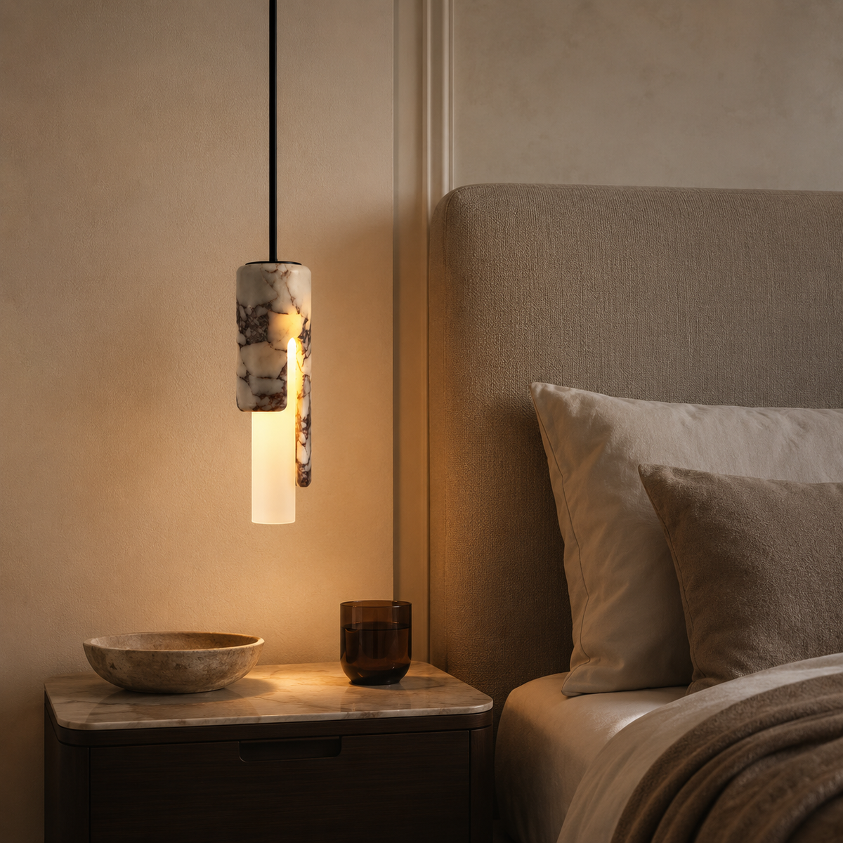 Suspension marbre cylindrique Livia