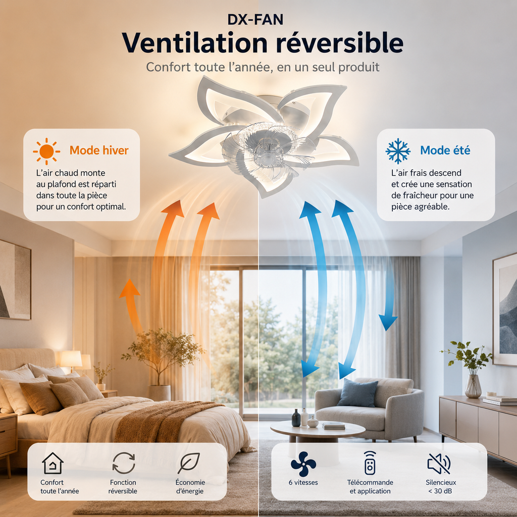Ventilateur plafonnier LED Fleur