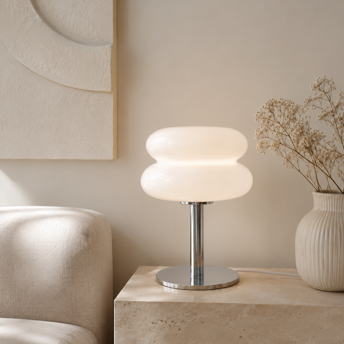 Lampe à poser en verre Macaron Élise