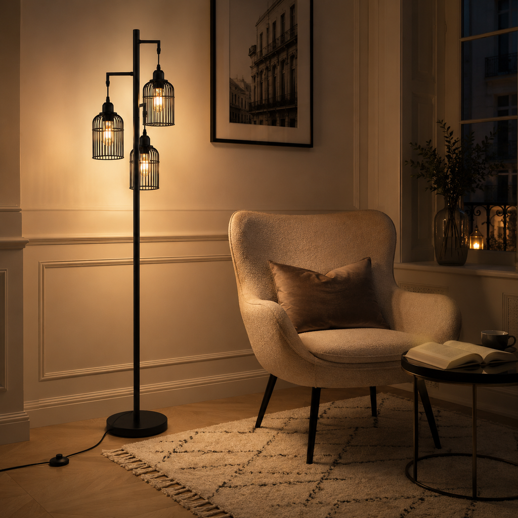 Lampadaire industriel 3 lumières Arlo
