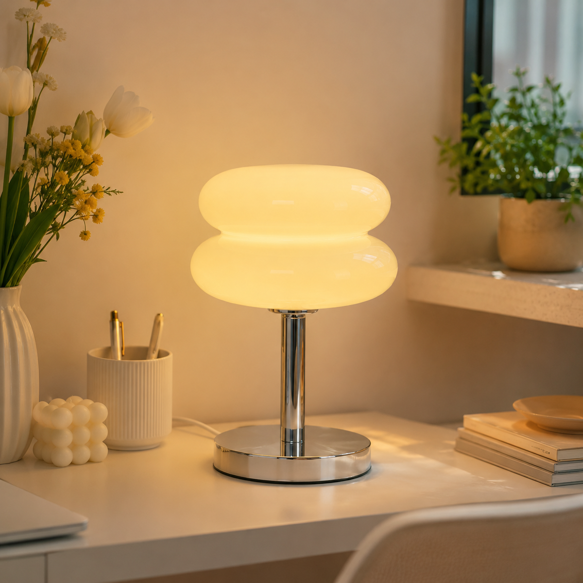 Lampe à poser en verre Macaron Élise
