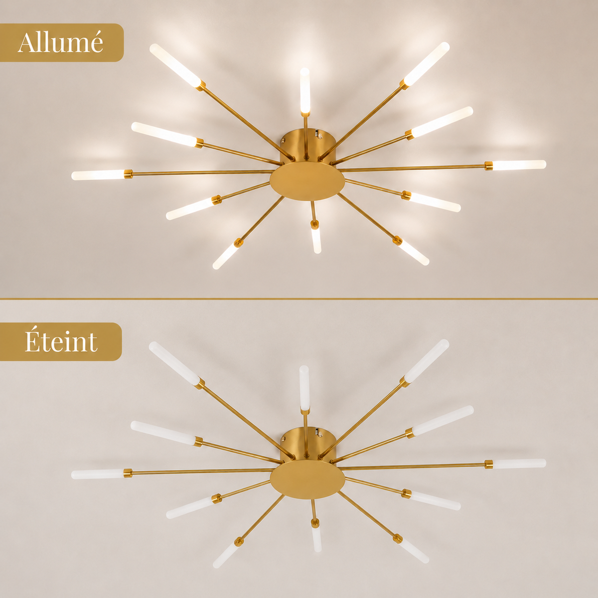 Plafonnier LED étoile dorée Astra
