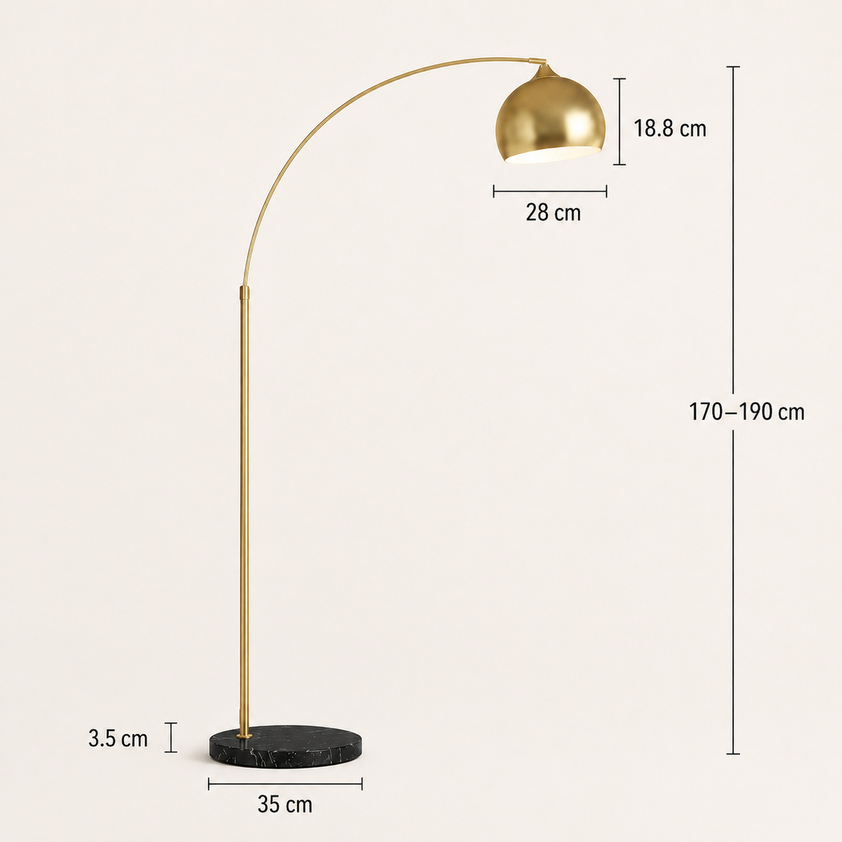 Lampadaire arc doré pour salon Livia