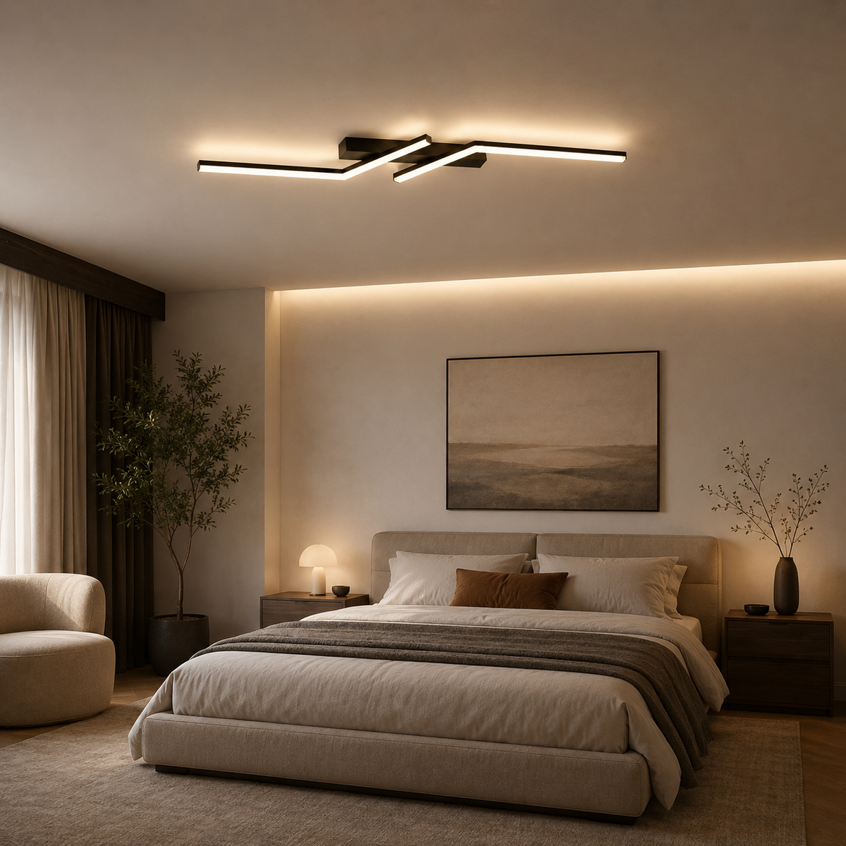 Plafonnier LED linéaire noir Varo