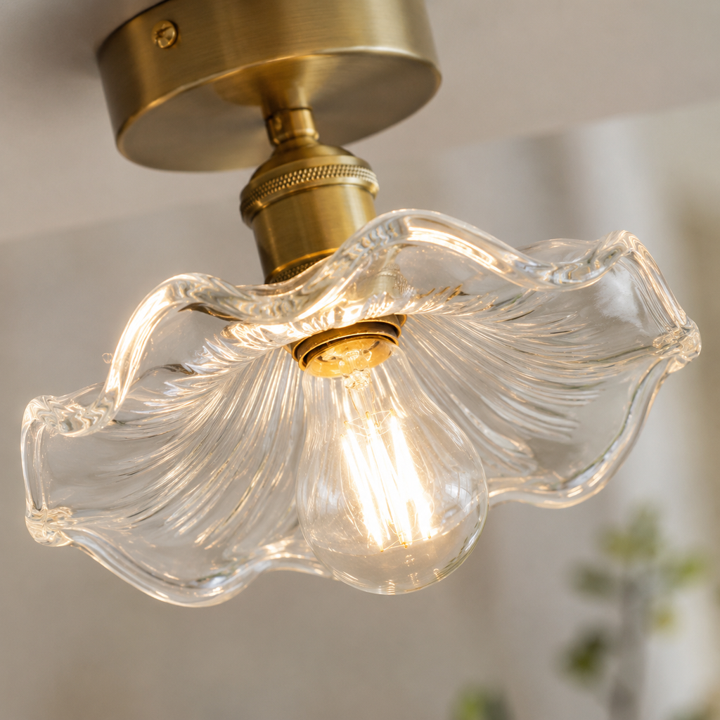 Plafonnier fleur en verre Lotus