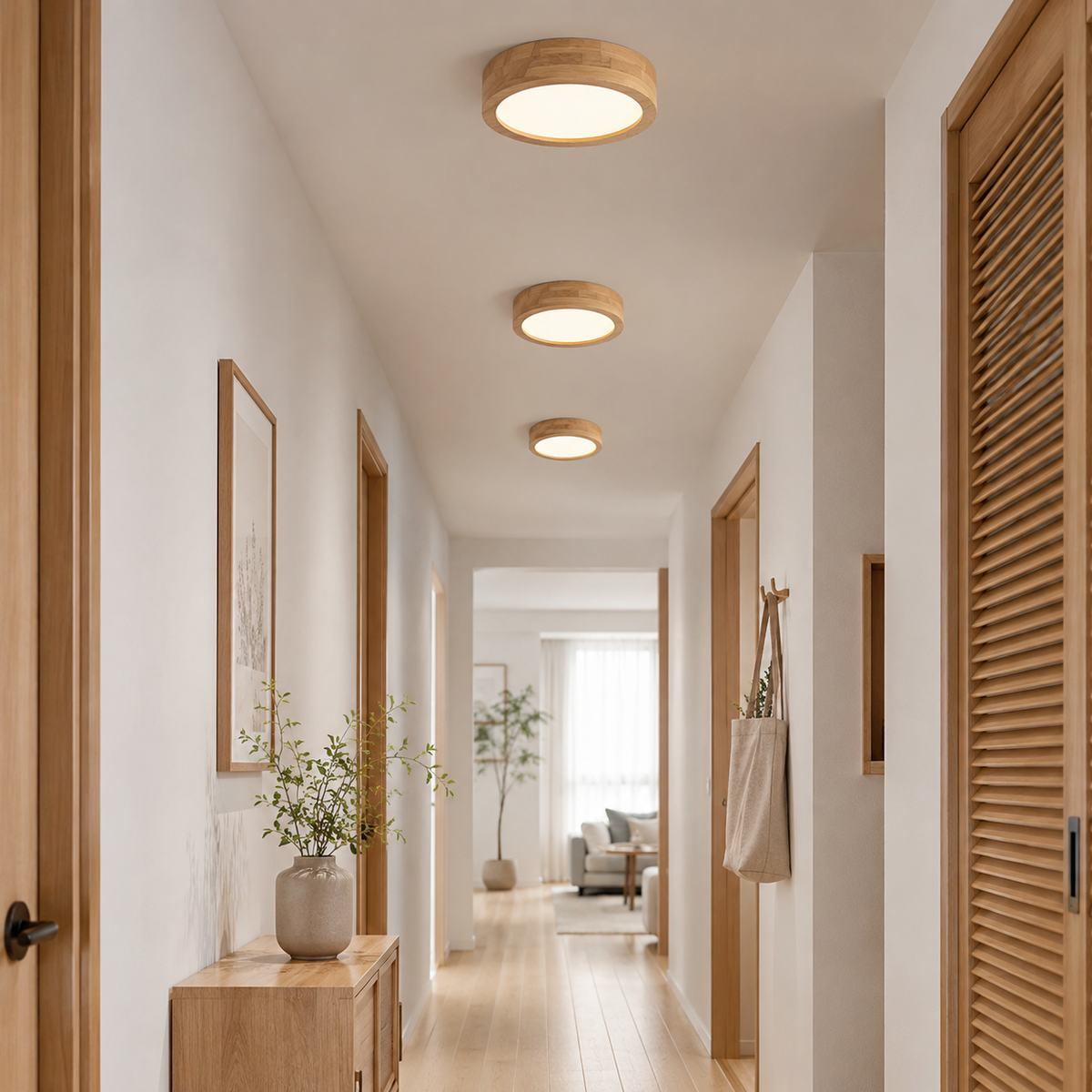 Plafonnier japonais en bois Nara