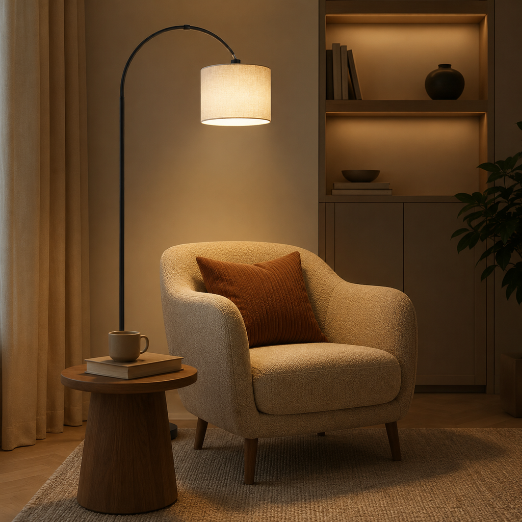 Lampadaire arc lin pour salon Malia