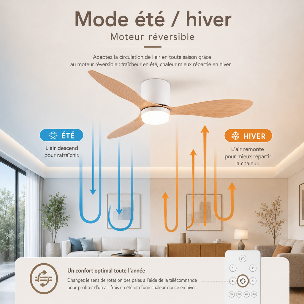 Ventilateur de plafond LED silencieux