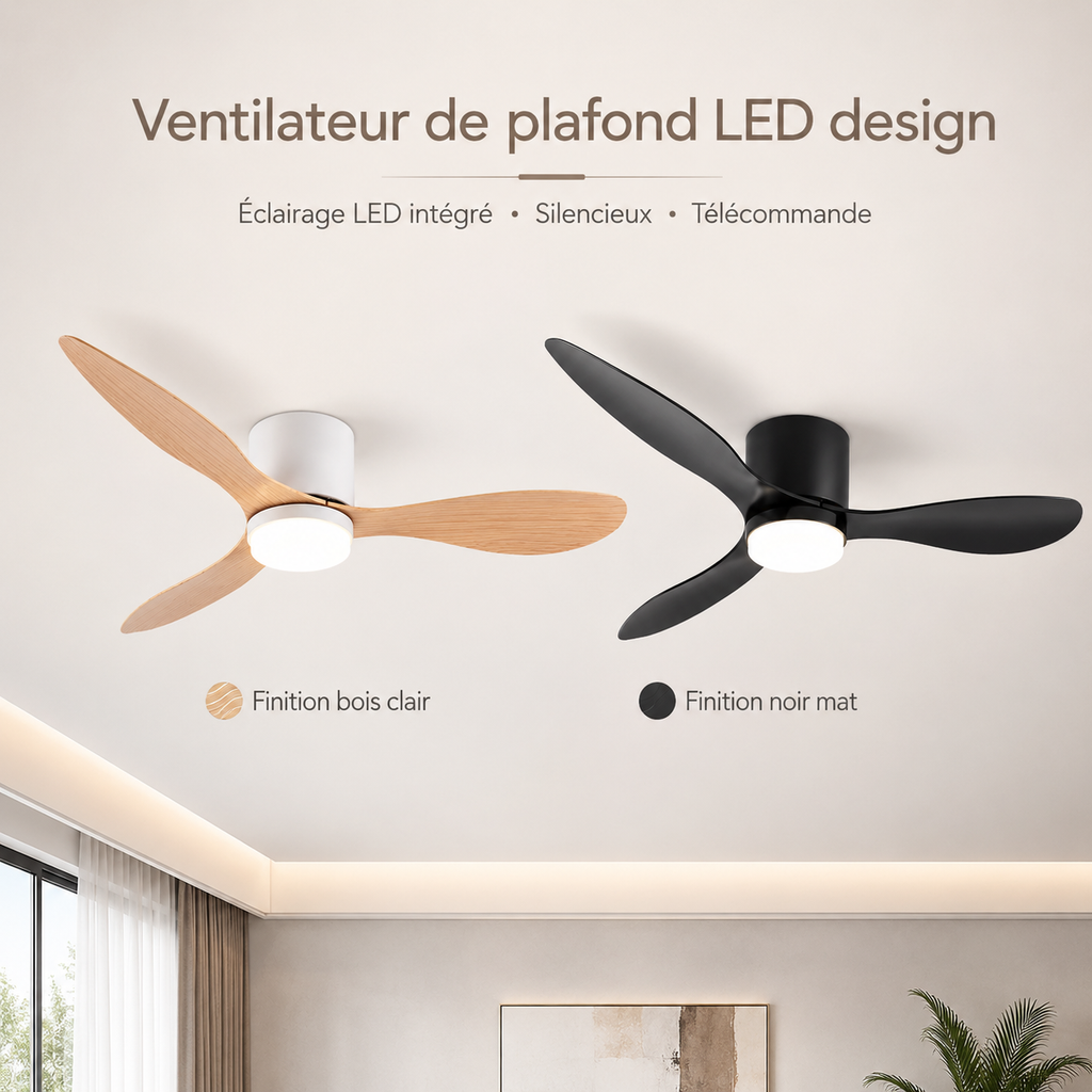 Ventilateur de plafond LED silencieux