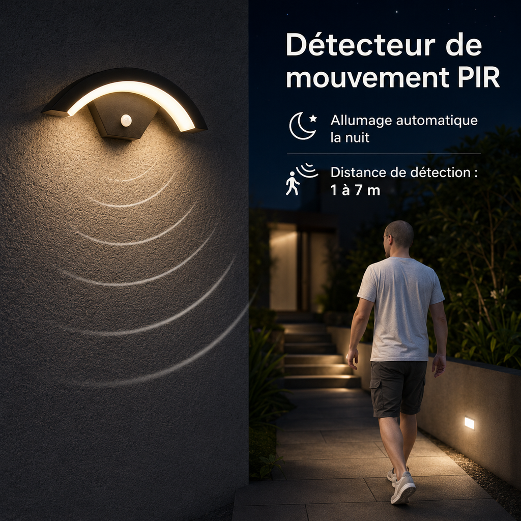 Applique murale extérieure LED Arco avec détecteur
