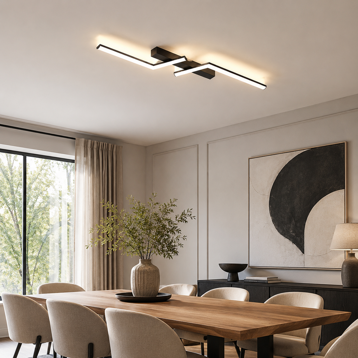 Plafonnier LED linéaire noir Varo