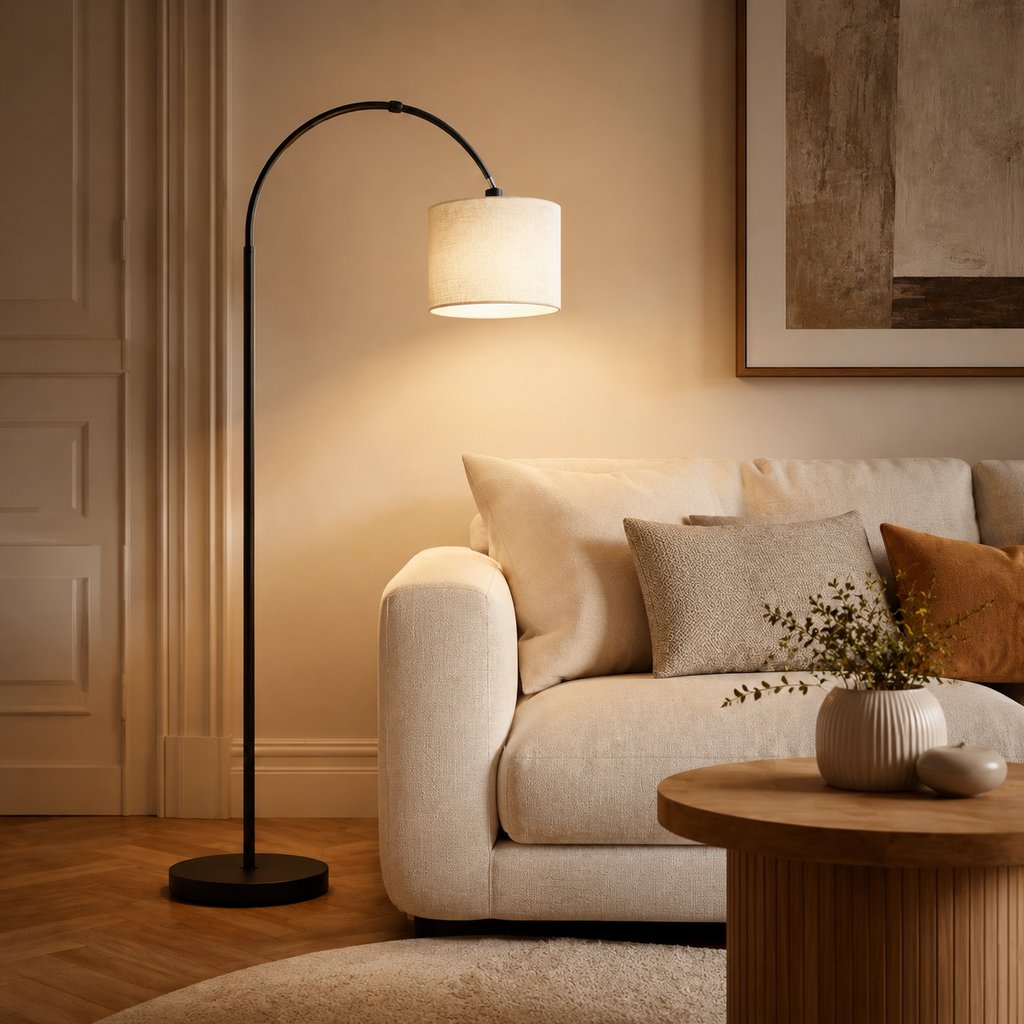Lampadaire arc lin pour salon Malia