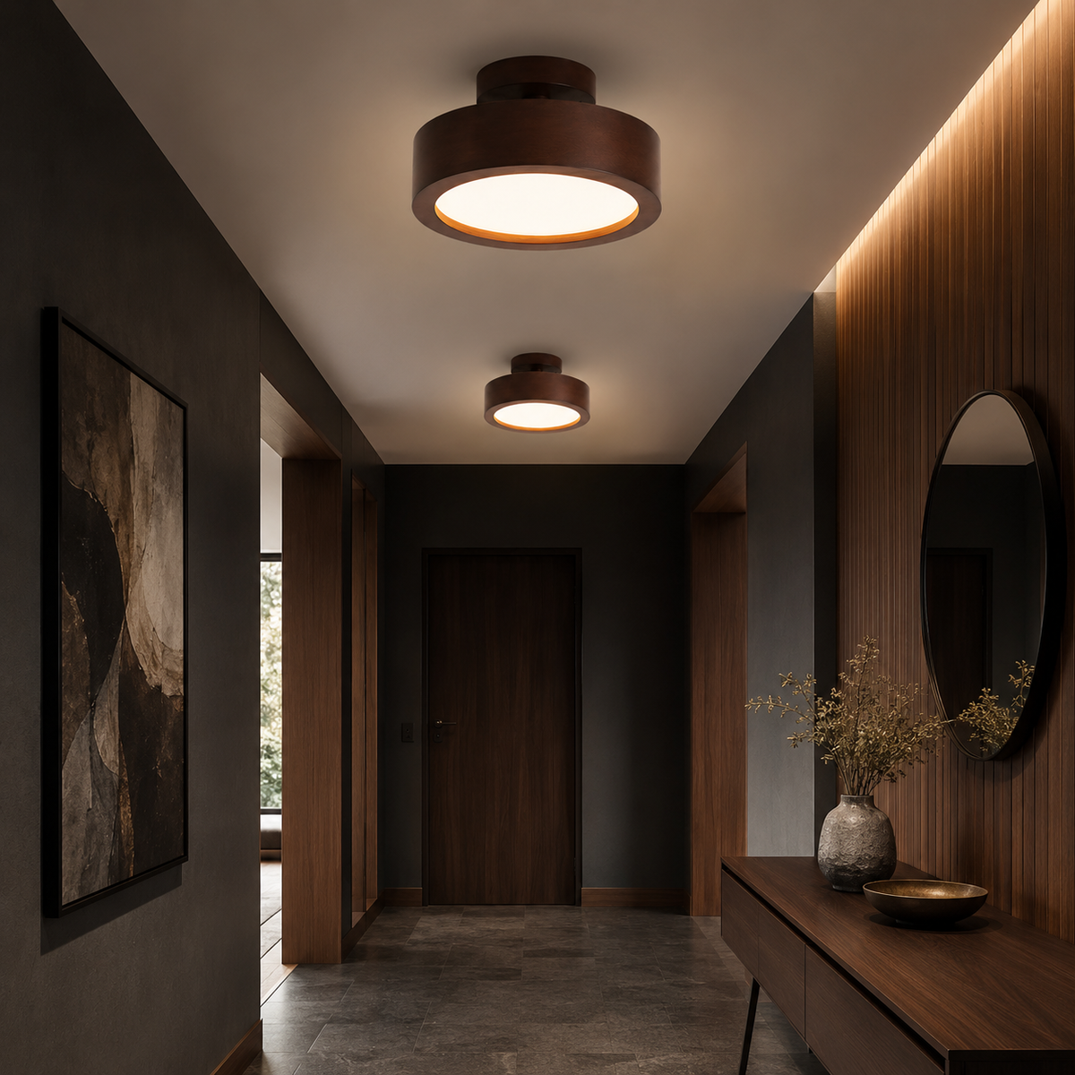 Plafonnier japonais en bois Nara