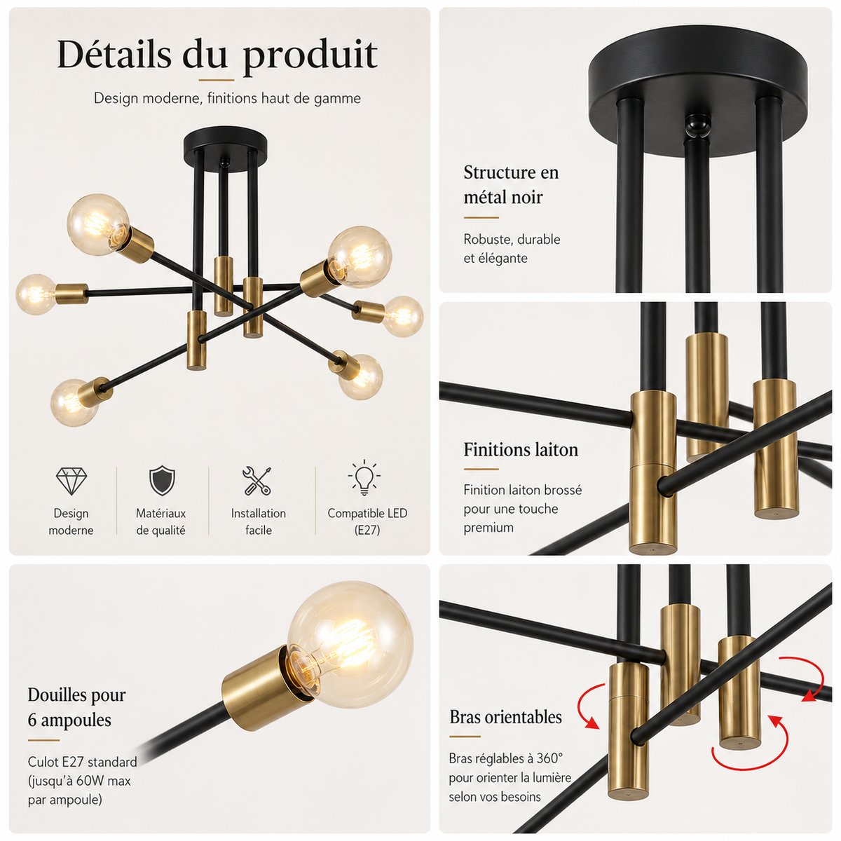 Plafonnier Sputnik 6 lumières Aris