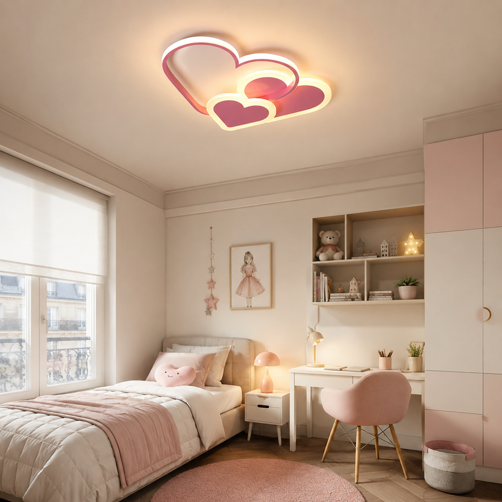 Plafonnier LED cœur rose Amélia