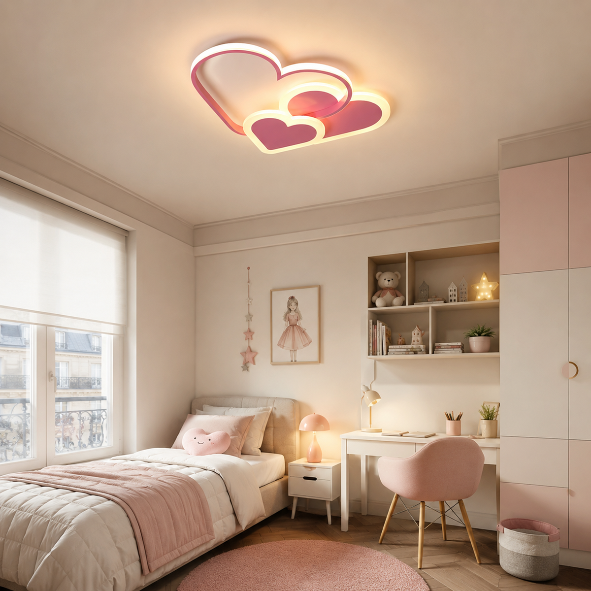 Plafonnier LED cœur rose Amélia