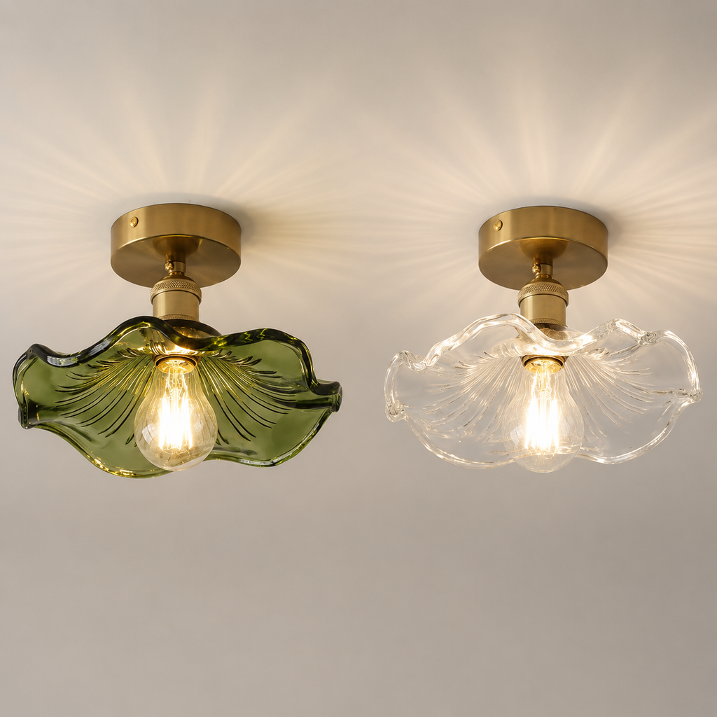 Plafonnier fleur en verre Lotus