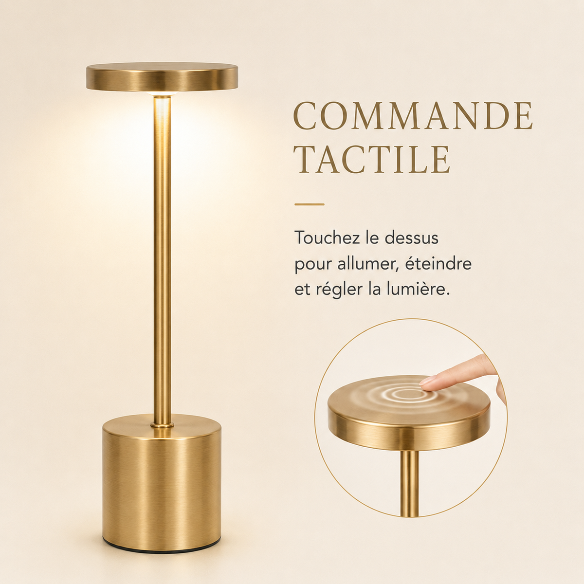 Lampe à poser tactile rechargeable Liora
