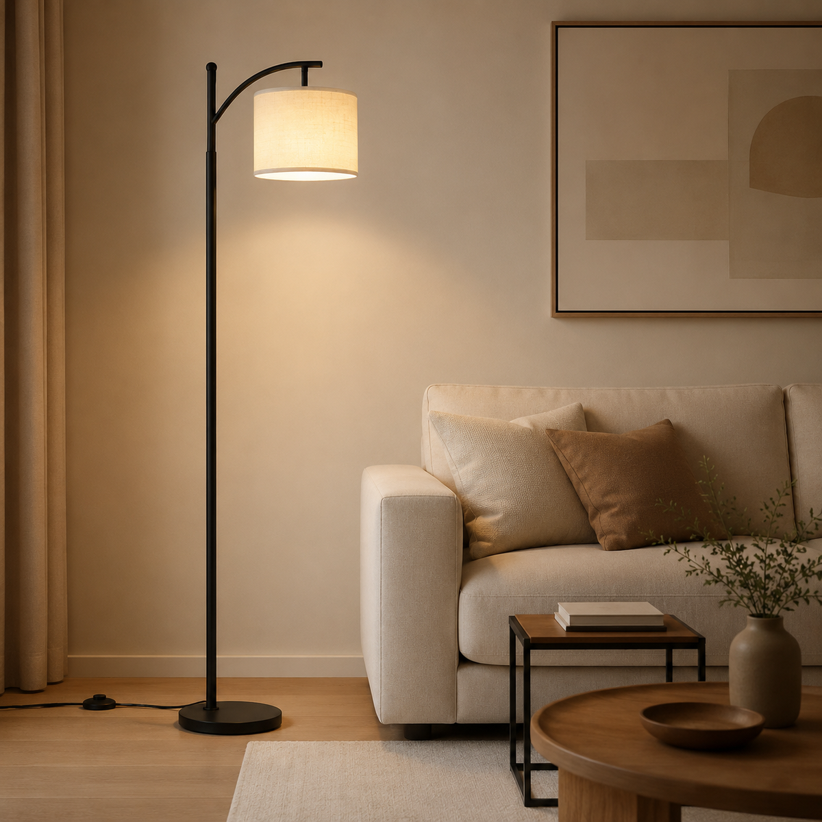 Lampadaire liseuse tissu Éline
