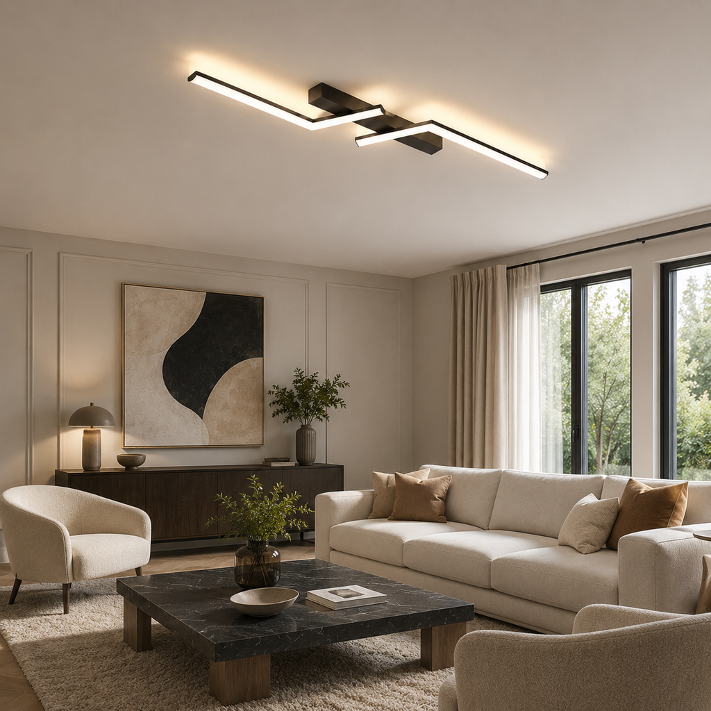 Plafonnier LED linéaire noir Varo