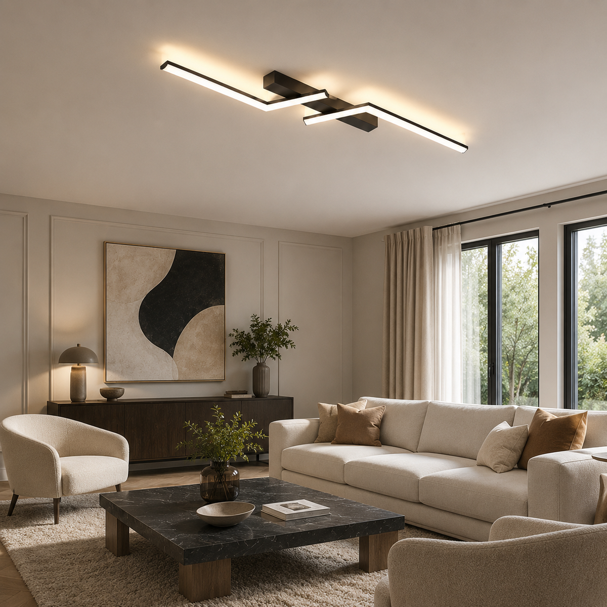 Plafonnier LED linéaire noir Varo